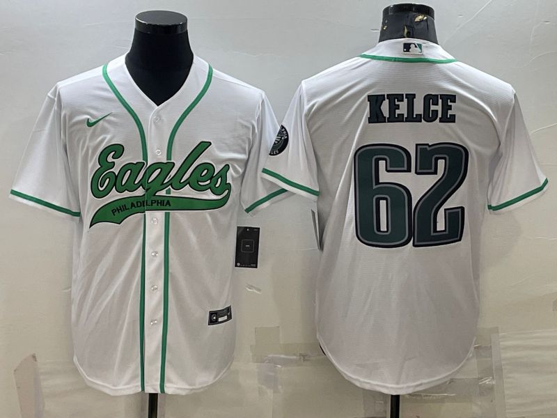 Men Philadelphia Eagles #62 Kelce White 2022 Nike Co branded NFL Jerseys